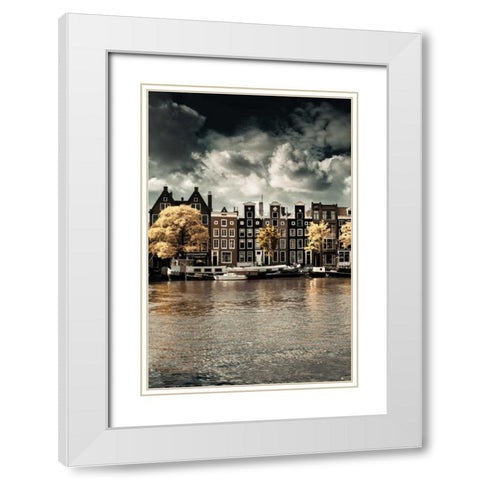 Amsterdam Autumn Canal I White Modern Wood Framed Art Print with Double Matting by Berzel, Erin