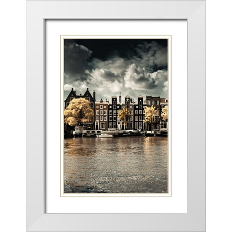 Amsterdam Autumn Canal I White Modern Wood Framed Art Print with Double Matting by Berzel, Erin