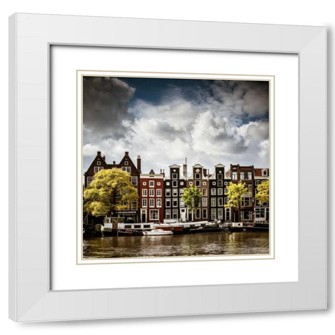 Amsterdam Canal II White Modern Wood Framed Art Print with Double Matting by Berzel, Erin