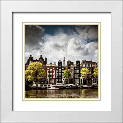Amsterdam Canal II White Modern Wood Framed Art Print with Double Matting by Berzel, Erin