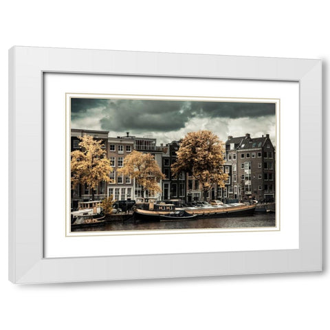 Amsterdam Autumn Colors White Modern Wood Framed Art Print with Double Matting by Berzel, Erin