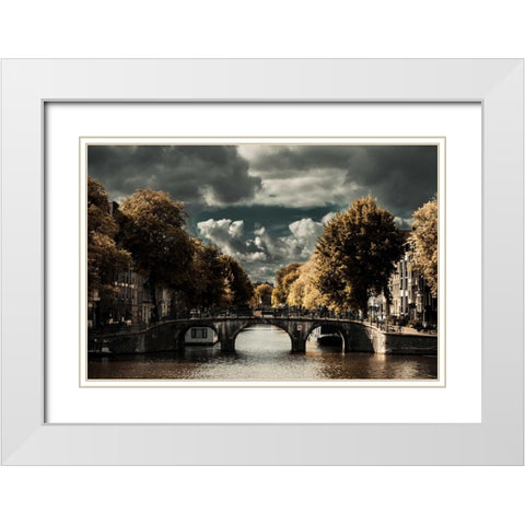 Amsterdam Bridge II White Modern Wood Framed Art Print with Double Matting by Berzel, Erin