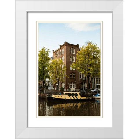 Amsterdam Singel Canal II White Modern Wood Framed Art Print with Double Matting by Berzel, Erin