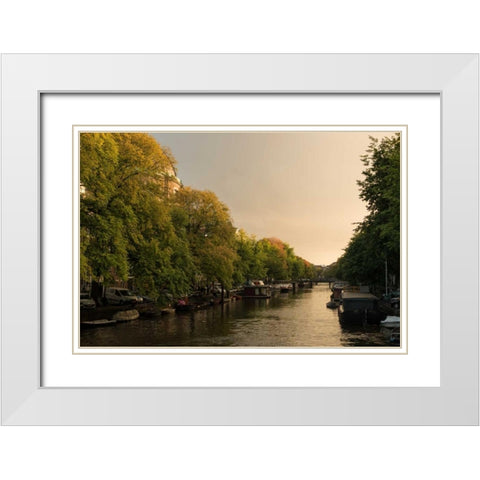 Amsterdam Singel Canal III White Modern Wood Framed Art Print with Double Matting by Berzel, Erin