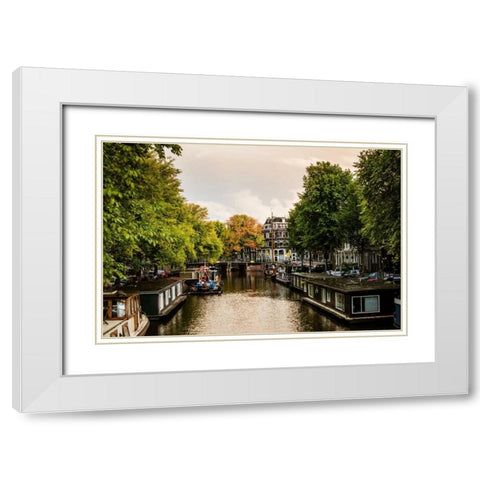 Amsterdam Singel Canal IV White Modern Wood Framed Art Print with Double Matting by Berzel, Erin