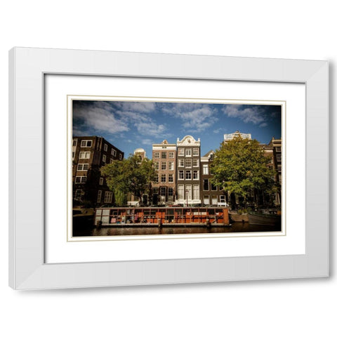 Amsterdam Canal Houses I White Modern Wood Framed Art Print with Double Matting by Berzel, Erin