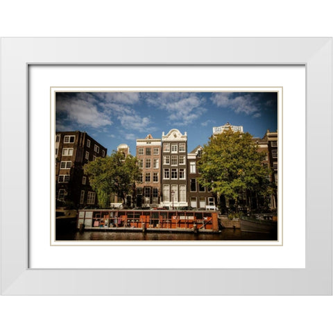 Amsterdam Canal Houses I White Modern Wood Framed Art Print with Double Matting by Berzel, Erin