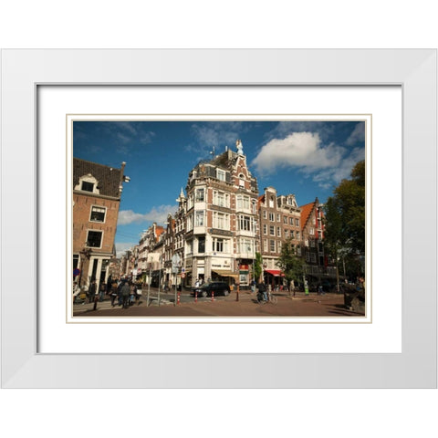 Amsterdam Haarlem District White Modern Wood Framed Art Print with Double Matting by Berzel, Erin