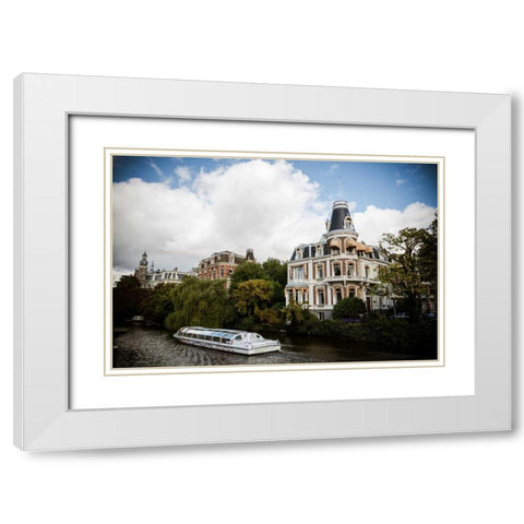 Amsterdam Canal IV White Modern Wood Framed Art Print with Double Matting by Berzel, Erin