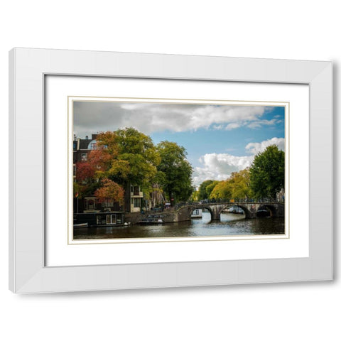 Autumn in Amsterdam White Modern Wood Framed Art Print with Double Matting by Berzel, Erin