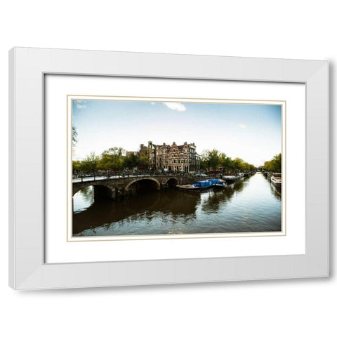 Brouwersgracht Canal White Modern Wood Framed Art Print with Double Matting by Berzel, Erin