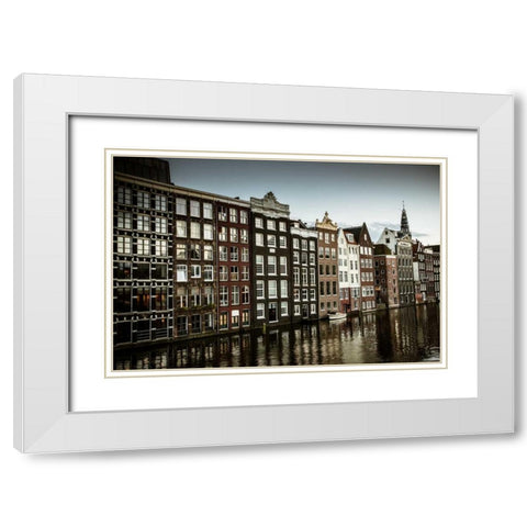 Amsterdams Dancing Houses White Modern Wood Framed Art Print with Double Matting by Berzel, Erin