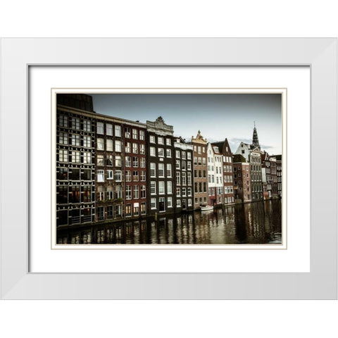 Amsterdams Dancing Houses White Modern Wood Framed Art Print with Double Matting by Berzel, Erin