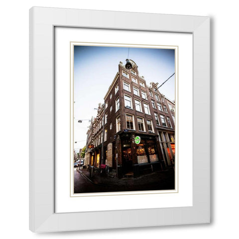 Zeedijk Centrum White Modern Wood Framed Art Print with Double Matting by Berzel, Erin