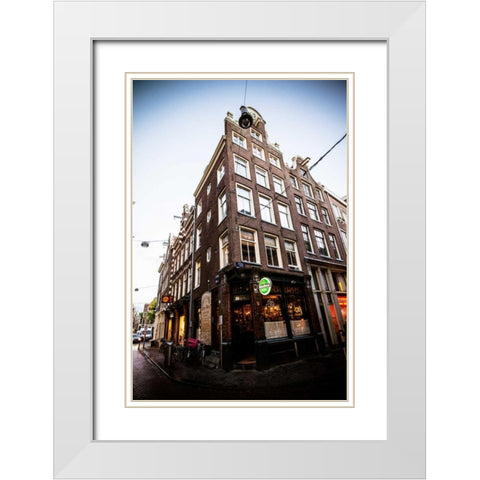 Zeedijk Centrum White Modern Wood Framed Art Print with Double Matting by Berzel, Erin