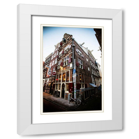 Amsterdam Nieuwebrugsteeg White Modern Wood Framed Art Print with Double Matting by Berzel, Erin