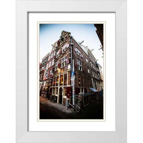 Amsterdam Nieuwebrugsteeg White Modern Wood Framed Art Print with Double Matting by Berzel, Erin