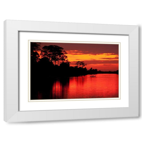 Angkor Sunset I White Modern Wood Framed Art Print with Double Matting by Berzel, Erin