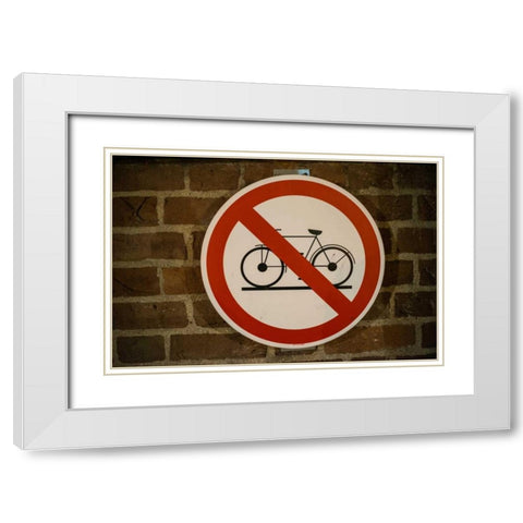No Bicycles Allowed White Modern Wood Framed Art Print with Double Matting by Berzel, Erin