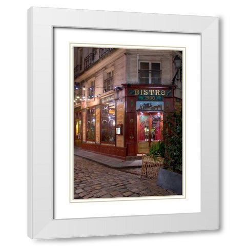 Bistro I900 White Modern Wood Framed Art Print with Double Matting by Crane, Rita