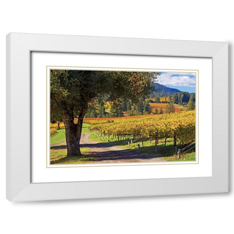 Oak and Vine I White Modern Wood Framed Art Print with Double Matting by Crane, Rita