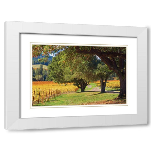 Oak and Vine III White Modern Wood Framed Art Print with Double Matting by Crane, Rita