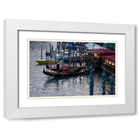 Evening Gondoliers I White Modern Wood Framed Art Print with Double Matting by Crane, Rita