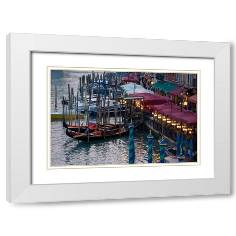 Evening Gondoliers II White Modern Wood Framed Art Print with Double Matting by Crane, Rita