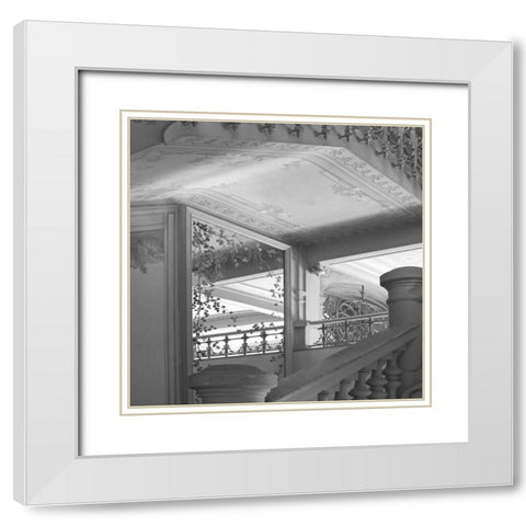 Belle Epoque I BW Square White Modern Wood Framed Art Print with Double Matting by Crane, Rita
