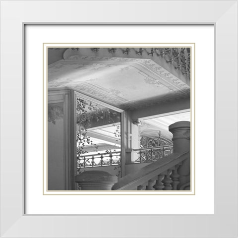 Belle Epoque I BW Square White Modern Wood Framed Art Print with Double Matting by Crane, Rita
