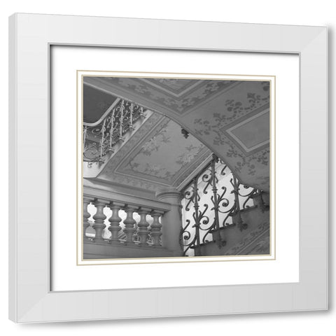 Belle Epoque II BW Square White Modern Wood Framed Art Print with Double Matting by Crane, Rita
