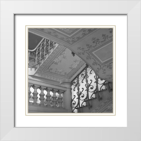 Belle Epoque II BW Square White Modern Wood Framed Art Print with Double Matting by Crane, Rita