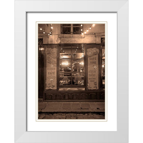 Paris Bistro II White Modern Wood Framed Art Print with Double Matting by Crane, Rita