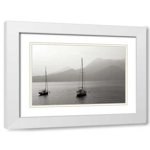 Lake Como Sailboats I White Modern Wood Framed Art Print with Double Matting by Crane, Rita