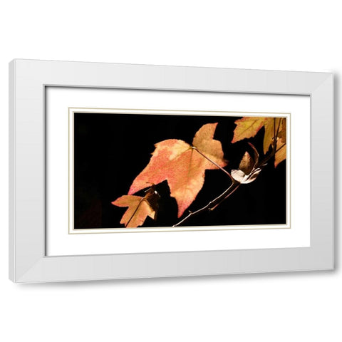 Amber Leaves I White Modern Wood Framed Art Print with Double Matting by Crane, Rita