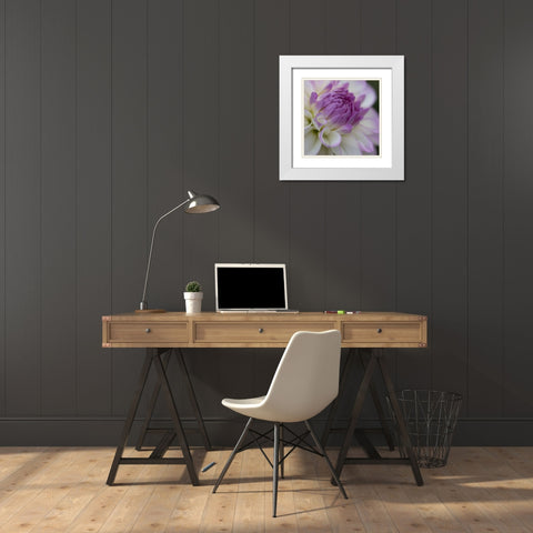 Lavender Dahlia III White Modern Wood Framed Art Print with Double Matting by Crane, Rita