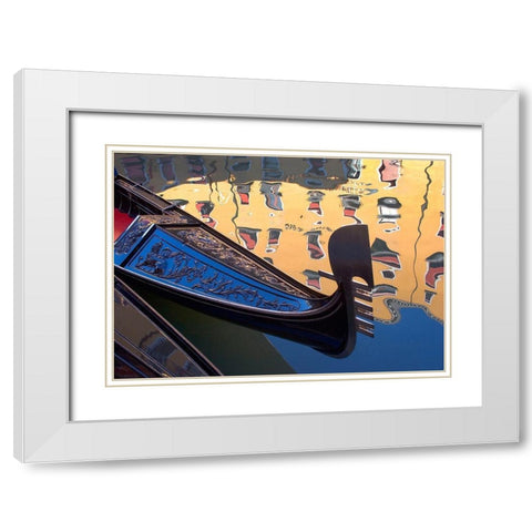 Gondolas and Reflections III White Modern Wood Framed Art Print with Double Matting by Crane, Rita