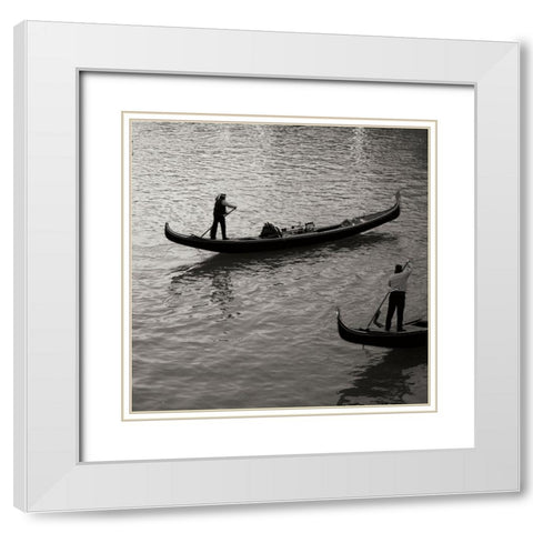 Grand Canal Gondoliers II White Modern Wood Framed Art Print with Double Matting by Crane, Rita