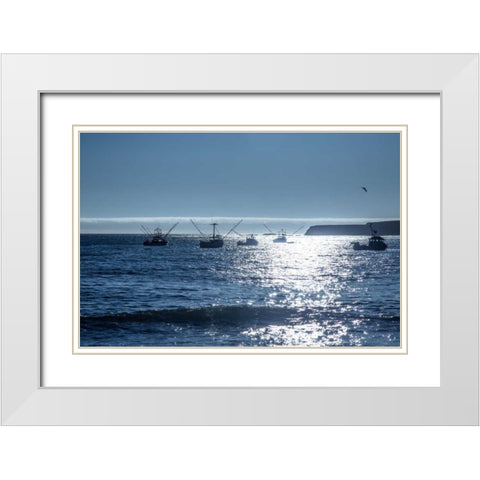 Fishing Boats I White Modern Wood Framed Art Print with Double Matting by Crane, Rita