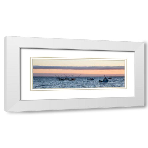 Fishing Boats III White Modern Wood Framed Art Print with Double Matting by Crane, Rita