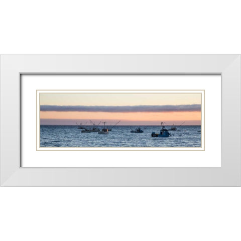 Fishing Boats III White Modern Wood Framed Art Print with Double Matting by Crane, Rita