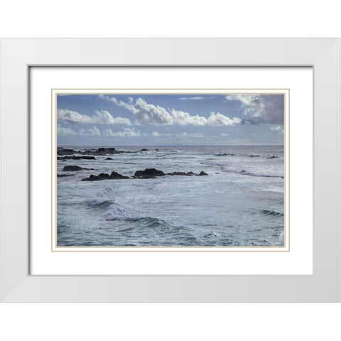 Wind and Waves White Modern Wood Framed Art Print with Double Matting by Crane, Rita