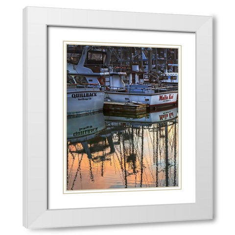 Harbor Reflections I White Modern Wood Framed Art Print with Double Matting by Crane, Rita