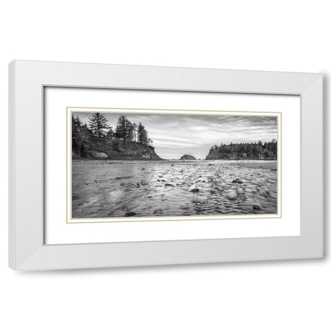 Sunset Bay BW White Modern Wood Framed Art Print with Double Matting by Hellmann, Stan