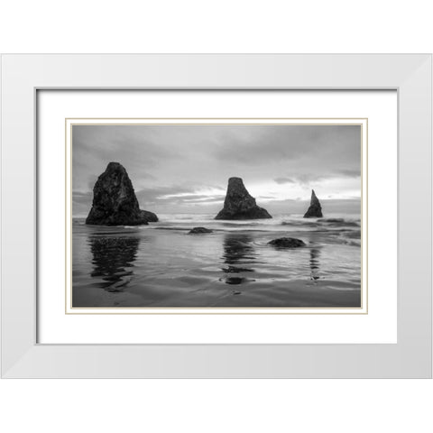 Bandon White Modern Wood Framed Art Print with Double Matting by Hellmann, Stan