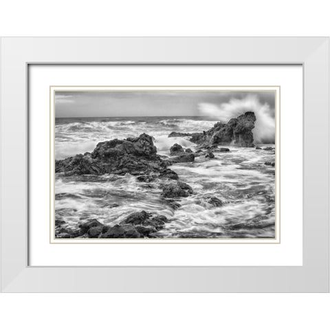 Hookipa BW White Modern Wood Framed Art Print with Double Matting by Hellmann, Stan
