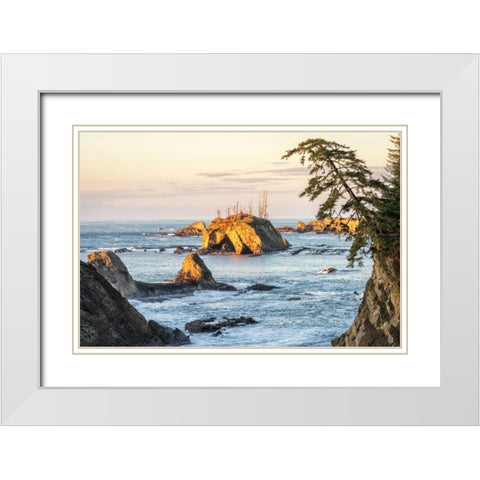 Sunset at Sunset Bay White Modern Wood Framed Art Print with Double Matting by Hellmann, Stan