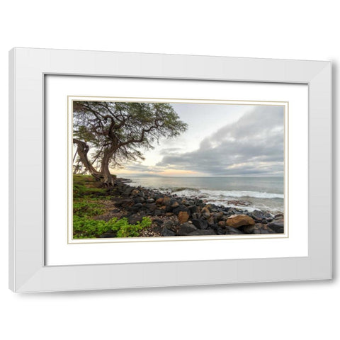 Kihei Sunrise White Modern Wood Framed Art Print with Double Matting by Hellmann, Stan