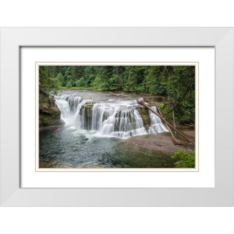 Lower Lewis River Falls White Modern Wood Framed Art Print with Double Matting by Hellmann, Stan