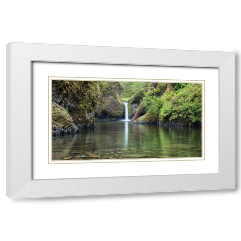 Punchbowl Falls White Modern Wood Framed Art Print with Double Matting by Hellmann, Stan